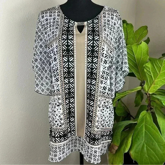 Jm Collection Women’s Sheer Sleeve Pullover Top Size Large - Picture 1 of 8